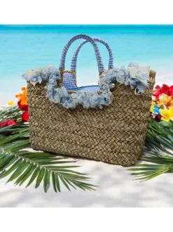 Borsa in Paglia con Fiori...