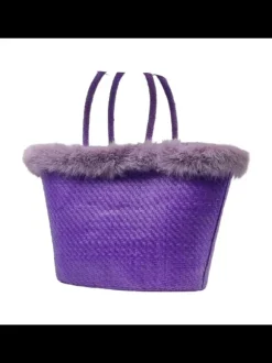 Borsa in Raffia Lilla con...