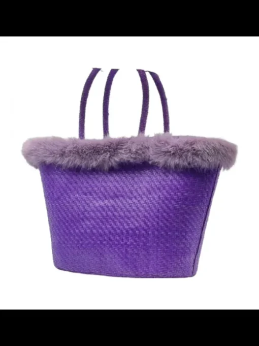 Borsa in Raffia Lilla con...
