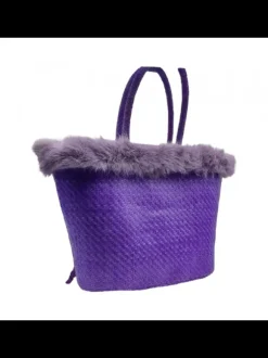 Borsa in Raffia Lilla con...