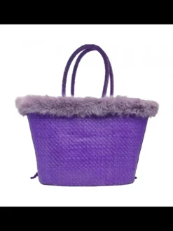 Borsa in Raffia Lilla con...