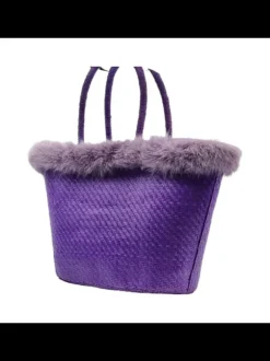 Borsa in Raffia Lilla con...