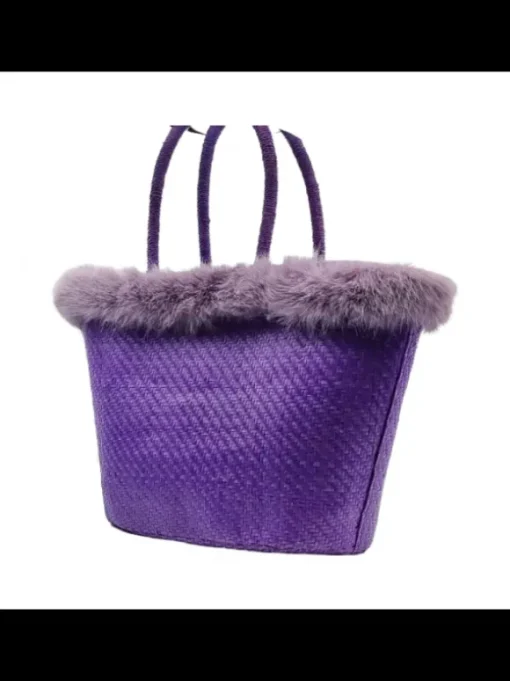 Borsa in Raffia Lilla con...