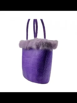 Borsa in Raffia Lilla con...