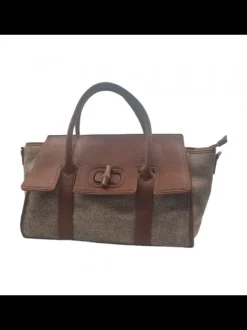 Borsa marrone con manici in...