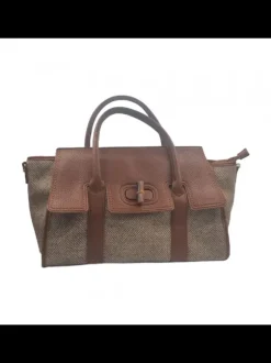 Borsa marrone con manici in...
