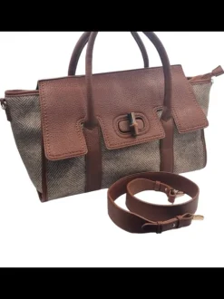 Borsa marrone con manici in...