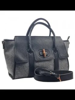 Borsa nera con manici in...