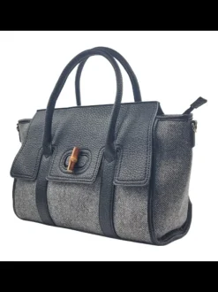Borsa nera con manici in...