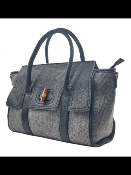 Borsa nera con manici in...