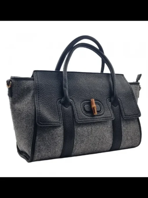 Borsa nera con manici in...
