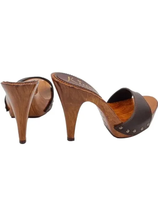 MULES MARRONI IN PELLE CON...