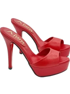 SABOT IN VERA PELLE ROSSO...