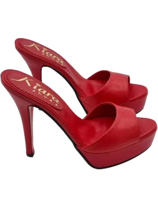 SABOT IN VERA PELLE ROSSO...