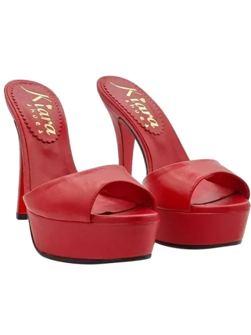 SABOT IN VERA PELLE ROSSO...