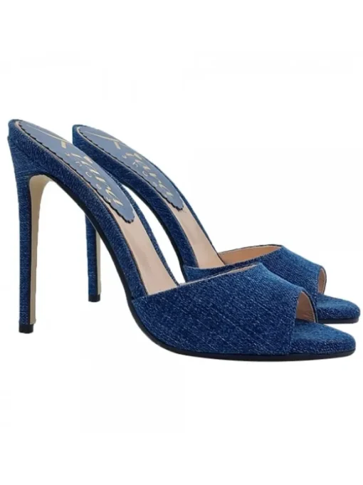 SANDALO IN DENIM SCURO CON...