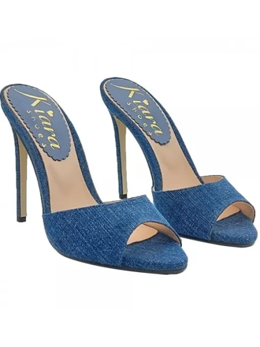SANDALO IN DENIM SCURO CON...