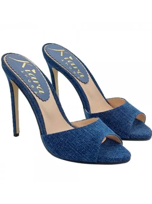 SANDALO IN DENIM SCURO CON...