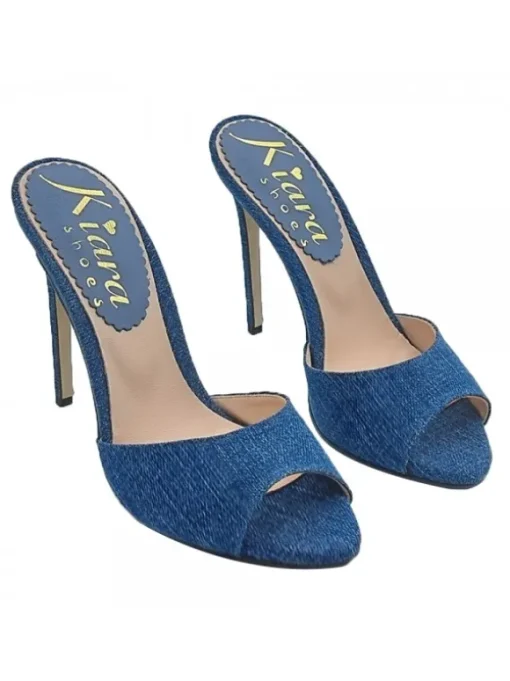 SANDALO IN DENIM SCURO CON...