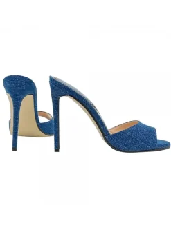 SANDALO IN DENIM SCURO CON...