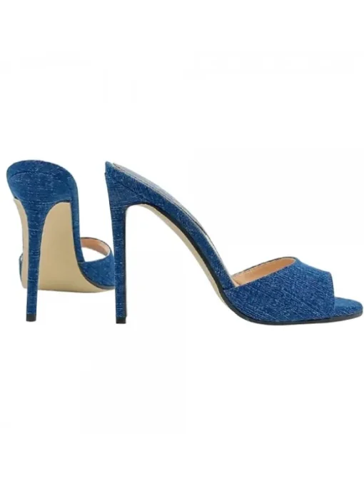 SANDALO IN DENIM SCURO CON...