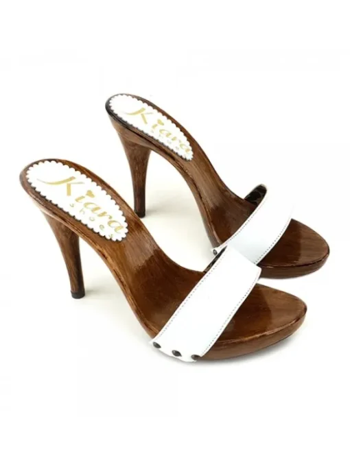 ZOCCOLI BIANCO IN PELLE