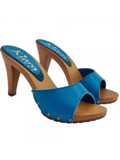 ZOCCOLI BLU ROYAL IN PELLE...