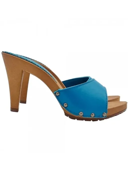 ZOCCOLI BLU ROYAL IN PELLE...