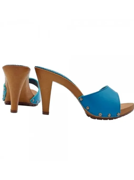 ZOCCOLI BLU ROYAL IN PELLE...