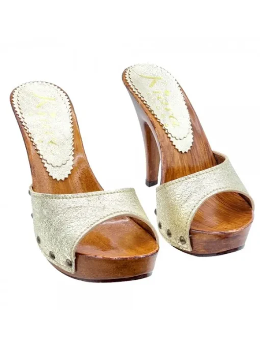 Zoccoli Donna Oro con Tacco...