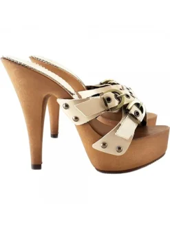 Zoccoli Donna Vernice Beige...