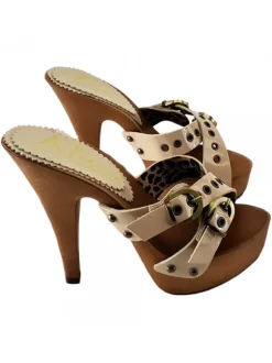 Zoccoli Donna Vernice Beige...