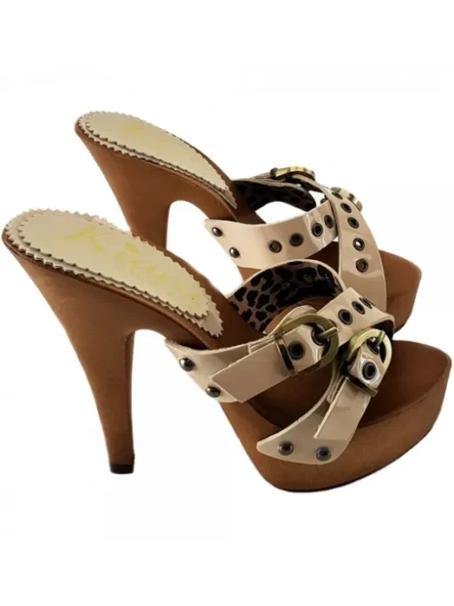 Zoccoli Donna Vernice Beige...