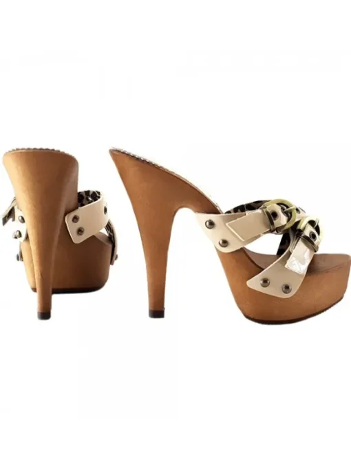Zoccoli Donna Vernice Beige...