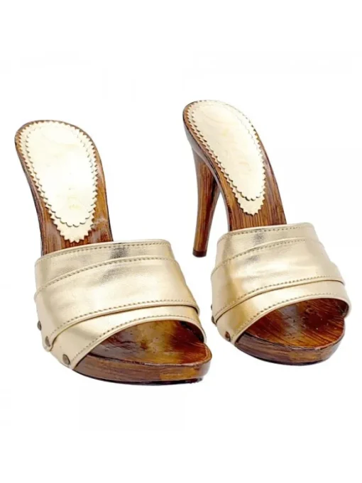 ZOCCOLI FASCIA ORO IN PELLE...