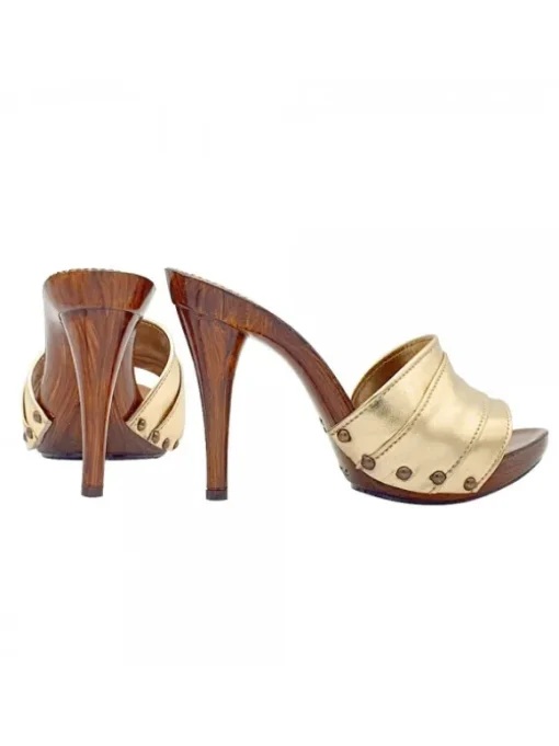 ZOCCOLI FASCIA ORO IN PELLE...