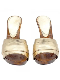 ZOCCOLI FASCIA ORO IN PELLE...