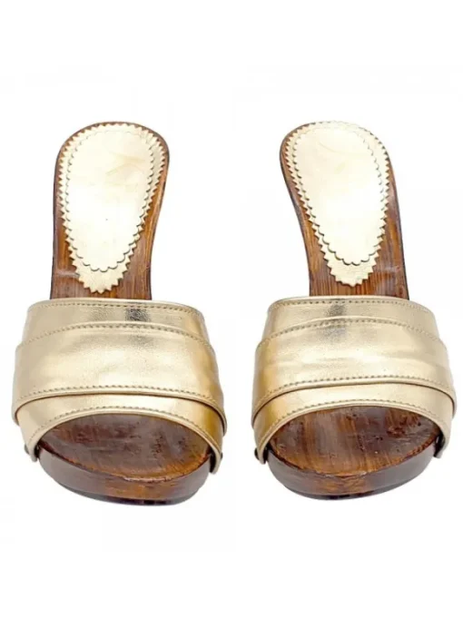 ZOCCOLI FASCIA ORO IN PELLE...