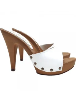 ZOCCOLI IN PELLE BIANCO CON...