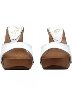 ZOCCOLI IN PELLE BIANCO CON...