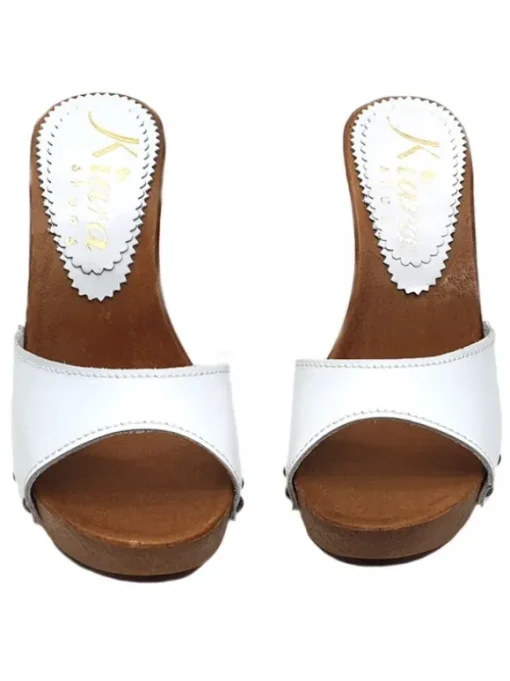 ZOCCOLI IN PELLE BIANCO CON...
