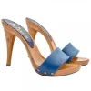 ZOCCOLI IN PELLE BLU CON...