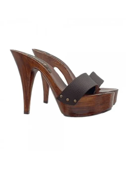 ZOCCOLI IN PELLE MARRONE