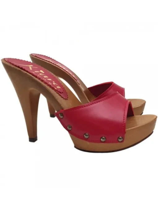 ZOCCOLI IN PELLE ROSSO CON...