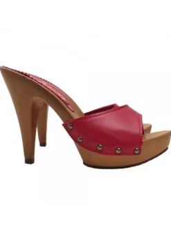 ZOCCOLI IN PELLE ROSSO CON...