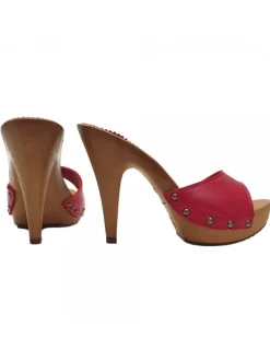 ZOCCOLI IN PELLE ROSSO CON...