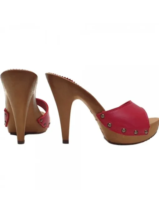 ZOCCOLI IN PELLE ROSSO CON...