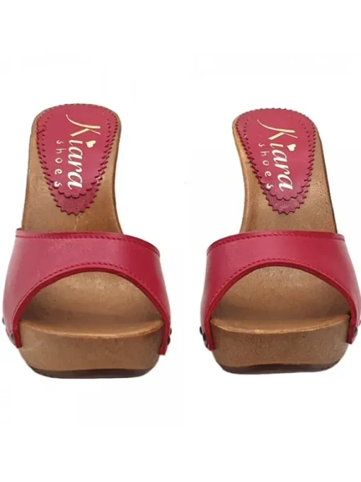 ZOCCOLI IN PELLE ROSSO CON...