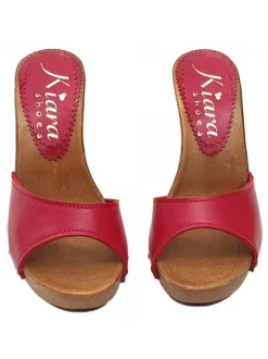 ZOCCOLI IN PELLE ROSSO CON...