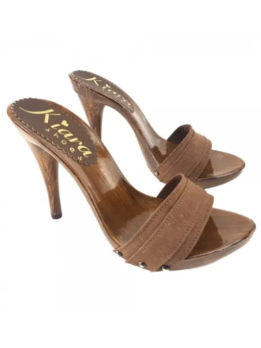 ZOCCOLI MARRONE CON TACCO 12